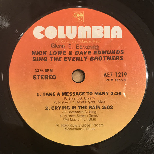 Nick Lowe & Dave Edmunds : Nick Lowe & Dave Edmunds Sing The Everly Brothers (7", EP, Styrene, Ter)