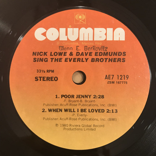Nick Lowe & Dave Edmunds : Nick Lowe & Dave Edmunds Sing The Everly Brothers (7", EP, Styrene, Ter)