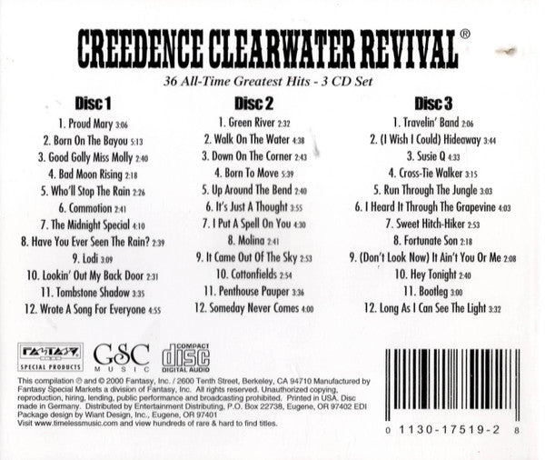 Creedence Clearwater Revival : Classics: 36 All-Time Greatest Hits - 3 CD Set (3xCD, Album, Comp)