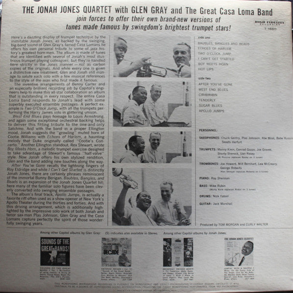 Jonah Jones And The Quartet* / Glen Gray And The Casa Loma Orchestra* : Jonah Jones Quartet / Glen Gray Casa Loma Orchestra (LP, Album, Mono, Scr)