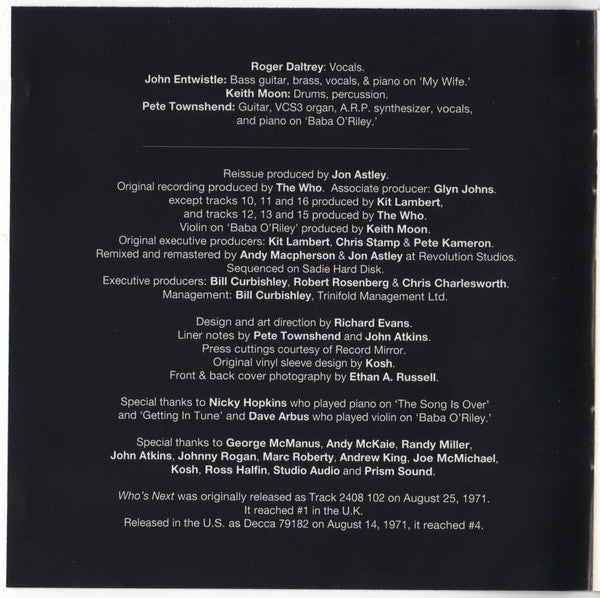 The Who : Who's Next (CD, Album, Club, RE, RM, BMG)