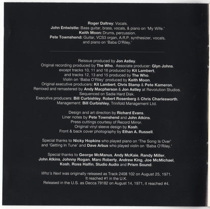 The Who : Who's Next (CD, Album, Club, RE, RM, BMG)