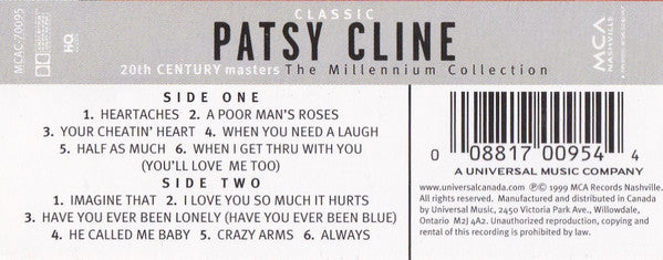 Patsy Cline : Classic Patsy Cline (Cass, Comp)