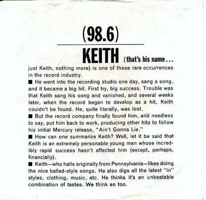 Keith (2) : 98.6 (7", Styrene)