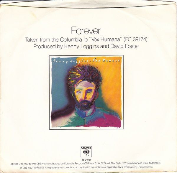Kenny Loggins : Forever (7", Single, Styrene, Car)