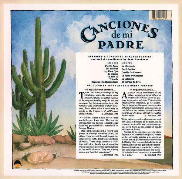 Linda Ronstadt : Canciones De Mi Padre (LP, Album, Spe)