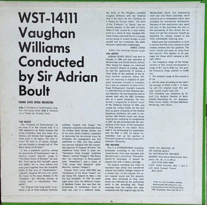 Ralph Vaughan Williams, Sir Adrian Boult : Fantasia On "Greensleeves" / English Folk Song Suite / Fantasia On A Theme By Thomas Tallis (LP, Album, RE, Blu)