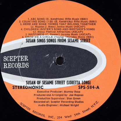 Susan* With The Children's Chorus (2) : Susan Sings Songs From Sesame Street (LP, Album, Ste)