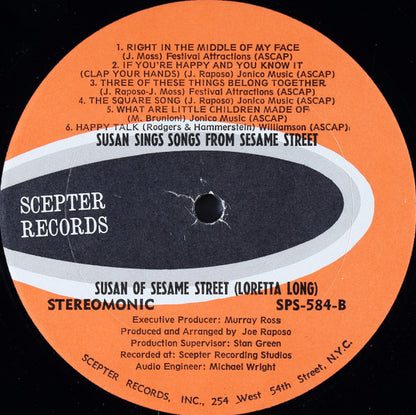 Susan* With The Children's Chorus (2) : Susan Sings Songs From Sesame Street (LP, Album, Ste)