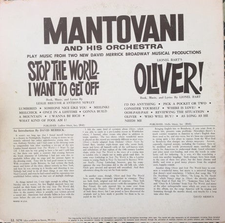 Mantovani And His Orchestra : Stop The World I Want To Get Off / Oliver! (LP, Mono)