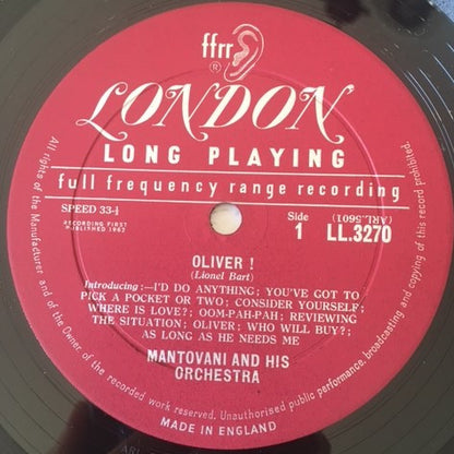 Mantovani And His Orchestra : Stop The World I Want To Get Off / Oliver! (LP, Mono)