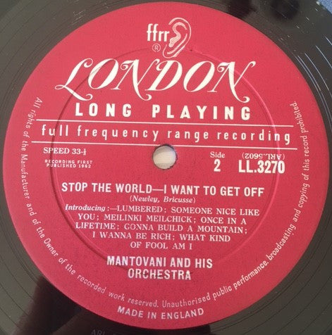 Mantovani And His Orchestra : Stop The World I Want To Get Off / Oliver! (LP, Mono)