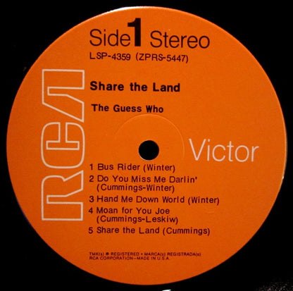The Guess Who : Share The Land (LP, Album, Ind)