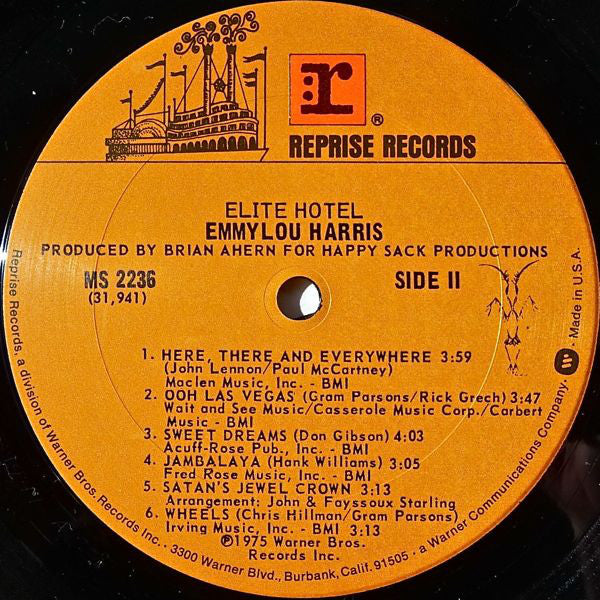Emmylou Harris : Elite Hotel (LP, Album, RP, San)