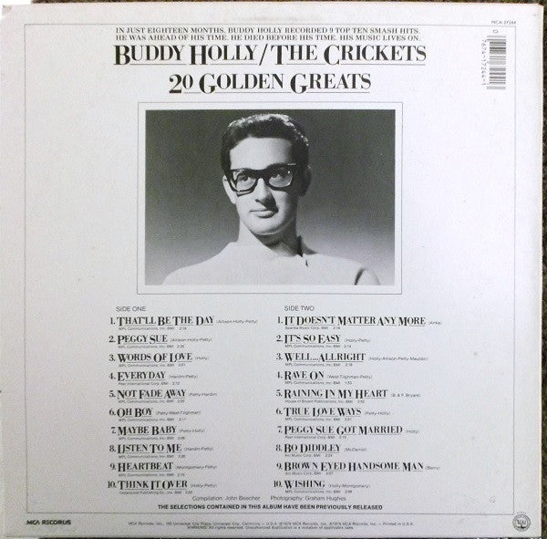 Buddy Holly / The Crickets (2) : 20 Golden Greats (LP, Comp, RE, Car)