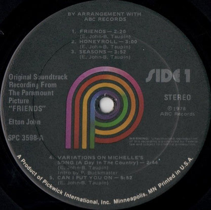 Elton John : Friends (Original Soundtrack Recording) (LP, Album, RE, RM)