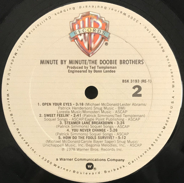 The Doobie Brothers : Minute By Minute (LP, Album, Club, Col)