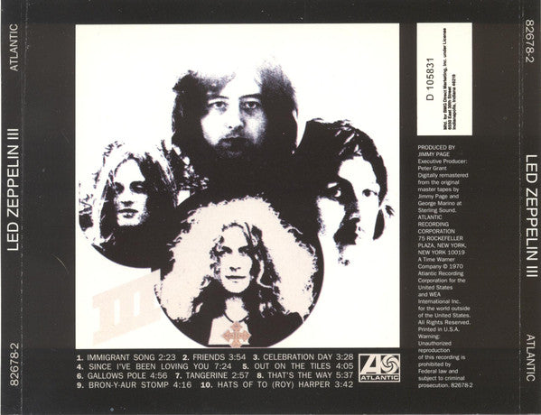 Led Zeppelin : Led Zeppelin III (CD, Album, Club, RE, RM, Spe)