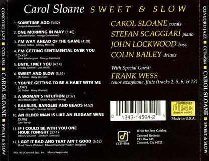 Carol Sloane : Sweet & Slow (CD, Album)