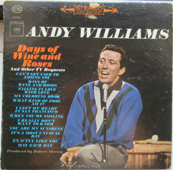 Andy Williams : Days Of Wine And Roses (LP, Album, Pit)
