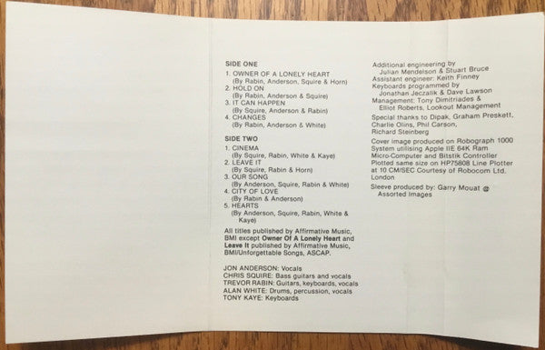 Yes : 90125 (Cass, Album, Club, Dol)