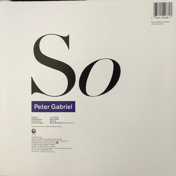 Peter Gabriel : So (LP, Album, Club, Col)