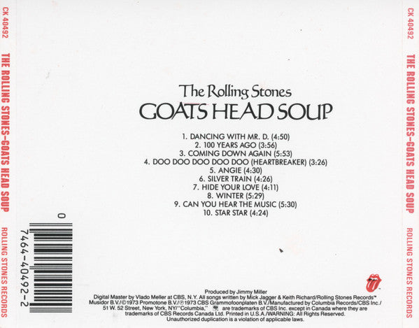 The Rolling Stones : Goats Head Soup (CD, Album, RE)