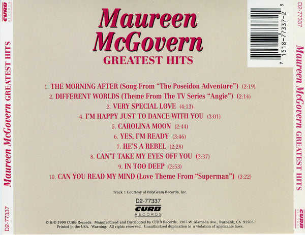 Maureen McGovern : Greatest Hits (CD, Comp, RP, EMI)