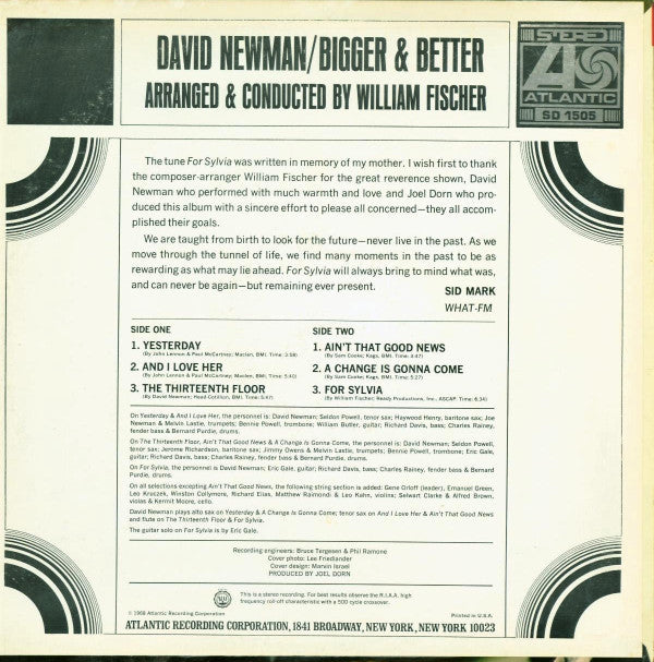 David Newman* : Bigger & Better (LP, Album)