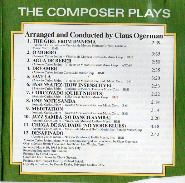 Antonio Carlos Jobim : The Composer Plays (CD, Album, RM)