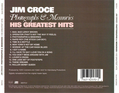 Jim Croce : Photographs & Memories: His Greatest Hits (CD, Comp, RE, RM, RP, Sli)