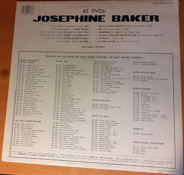 Josephine Baker, Otto Lington's Orchestra : Josephine Baker At Tivoli (LP)