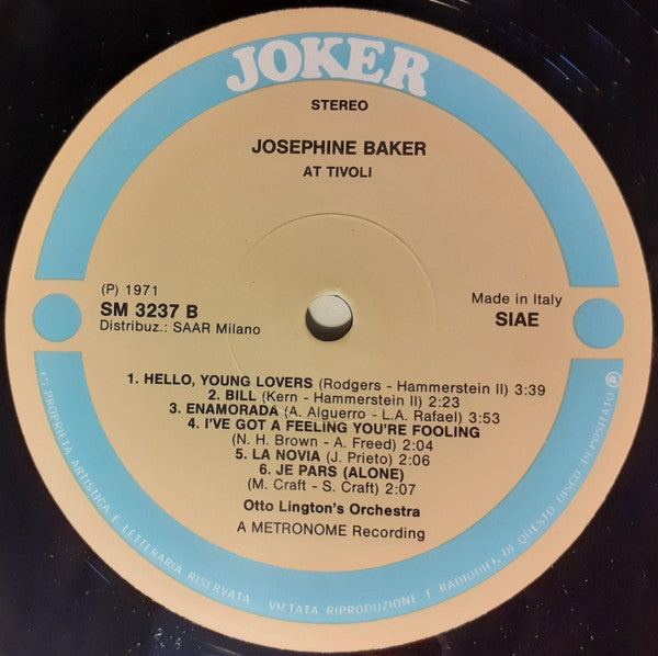 Josephine Baker, Otto Lington's Orchestra : Josephine Baker At Tivoli (LP)