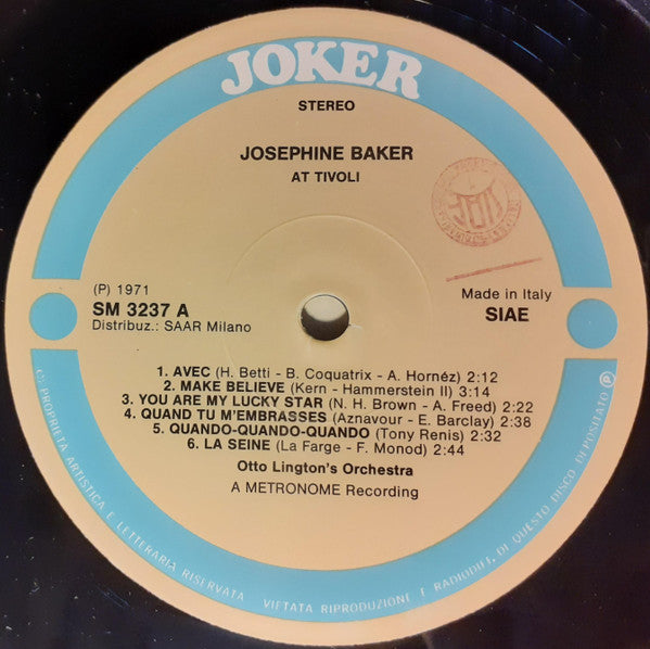 Josephine Baker, Otto Lington's Orchestra : Josephine Baker At Tivoli (LP)