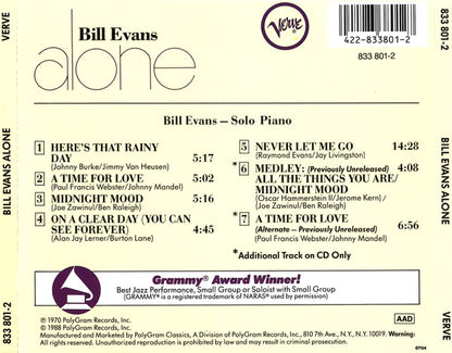 Bill Evans : Alone (CD, Album, RE)