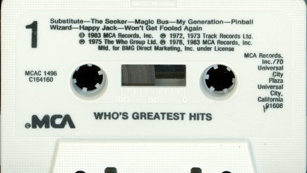 Who* : Who's Greatest Hits (Cass, Comp, Club, RE, BMG)