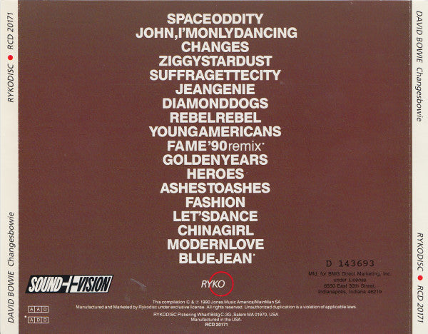 David Bowie : Changesbowie (CD, Comp, Club)