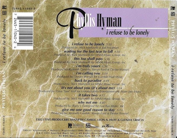 Phyllis Hyman : I Refuse To Be Lonely (CD, Album)