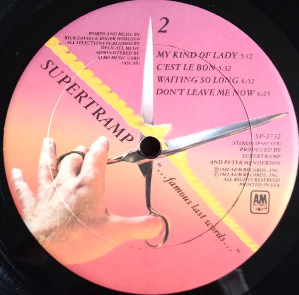 Supertramp : "...Famous Last Words..." (LP, Album, Eur)