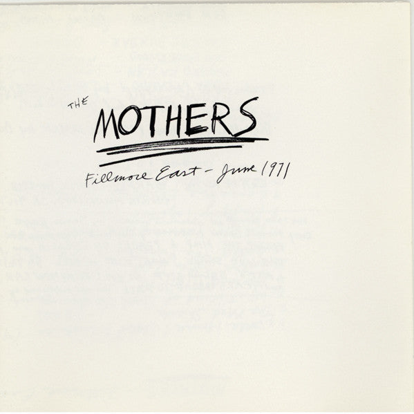 Frank Zappa / The Mothers : Fillmore East, June 1971 (CD, Album, Club, RE, RM)