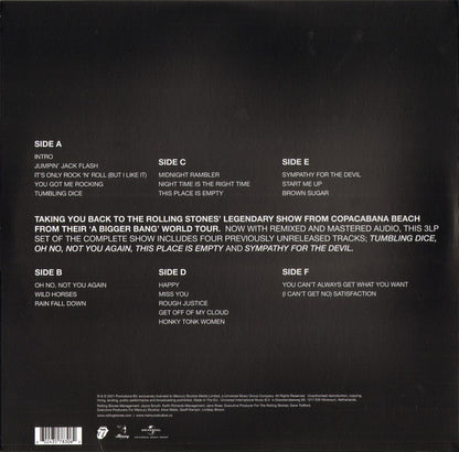 The Rolling Stones : A Bigger Bang Live On Copacabana Beach (LP, Gre + LP, Yel + LP, Blu + Album, Ltd, RM)