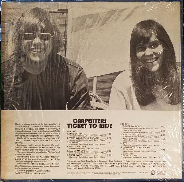 Carpenters : Ticket To Ride (LP, Album, RP, Ter)