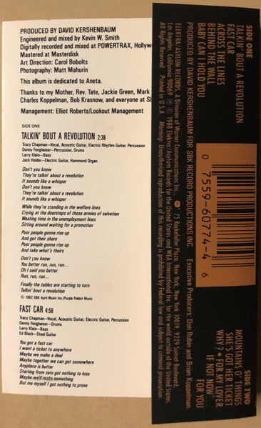 Tracy Chapman : Tracy Chapman (Cass, Album, Club, BMG)