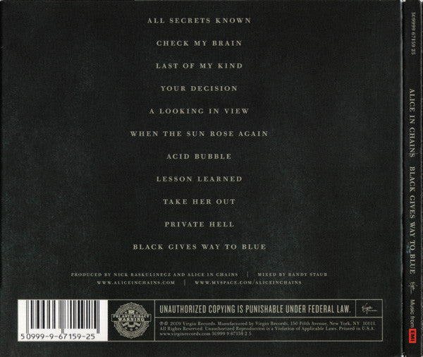 Alice In Chains : Black Gives Way To Blue (CD, Album, Dig)