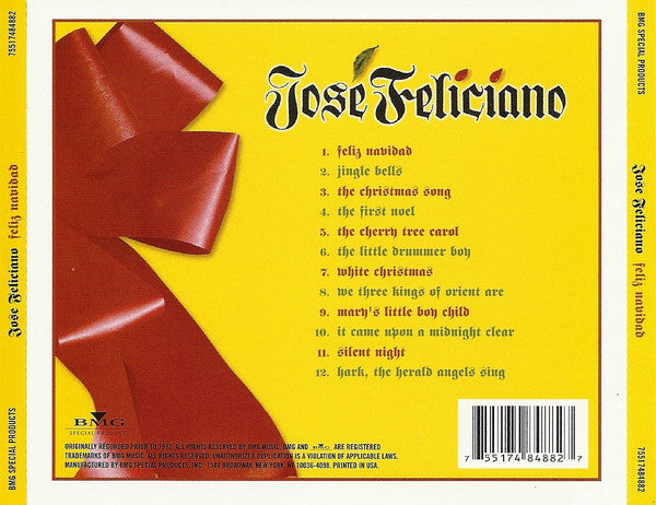 José Feliciano : Feliz Navidad (CD, Album, RE)