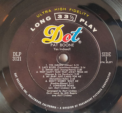 Pat Boone : Yes Indeed! (LP, Album, Mono, Hol)