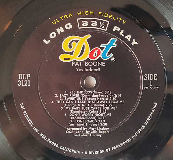 Pat Boone : Yes Indeed! (LP, Album, Mono, Hol)