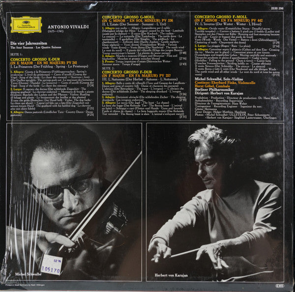 Antonio Vivaldi / Michel Schwalbé, Berliner Philharmoniker, Herbert von Karajan : Le Quattro Stagioni (LP, RE, RP)