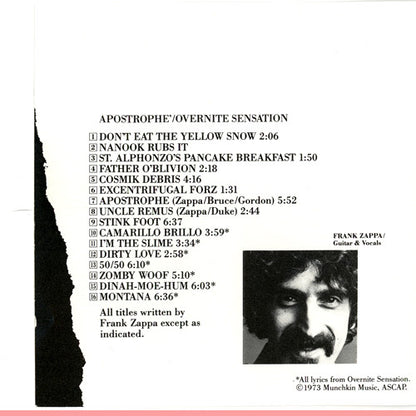 Frank Zappa : Apostrophe' / Overnite Sensation (CD, Comp, Club)
