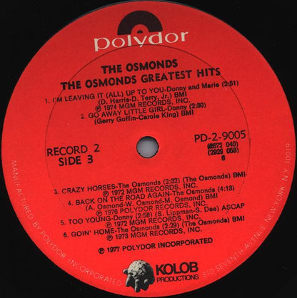 The Osmonds : The Osmonds Greatest Hits (2xLP, Comp, All)